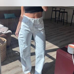 White Pull&Bear Straight Leg Jeans Size 8